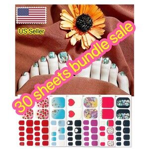 30 sheets Wholesale Clearance Full Size Toes Nail Wraps Stickers Lot Bundle Sale